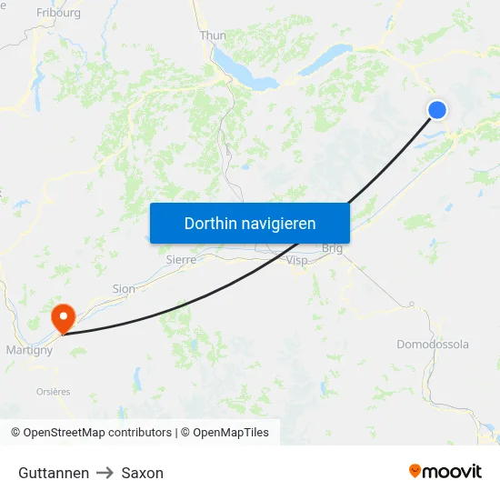 Guttannen to Saxon map