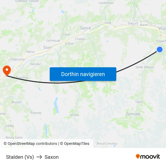 Stalden (Vs) to Saxon map
