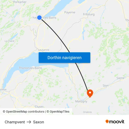 Champvent to Saxon map