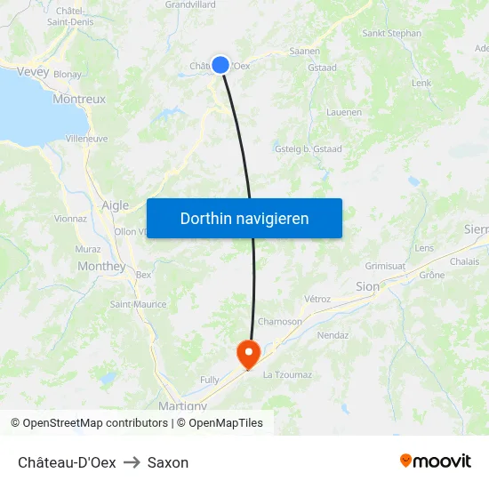 Château-D'Oex to Saxon map