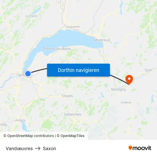 Vandœuvres to Saxon map