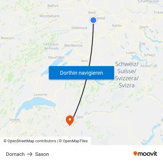 Dornach to Saxon map
