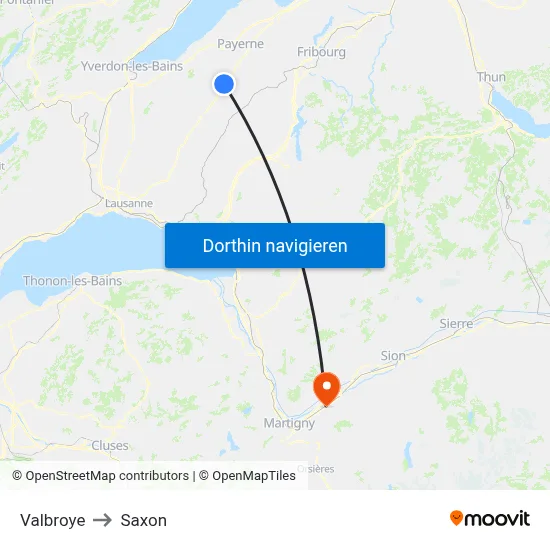 Valbroye to Saxon map