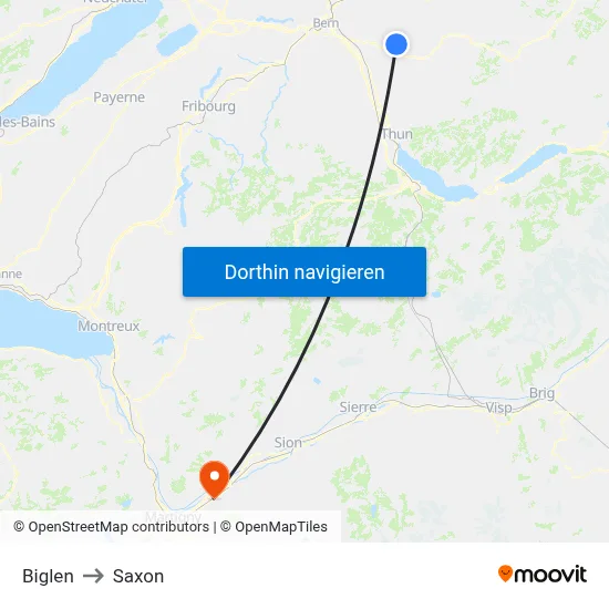 Biglen to Saxon map
