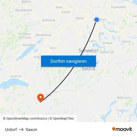 Urdorf to Saxon map