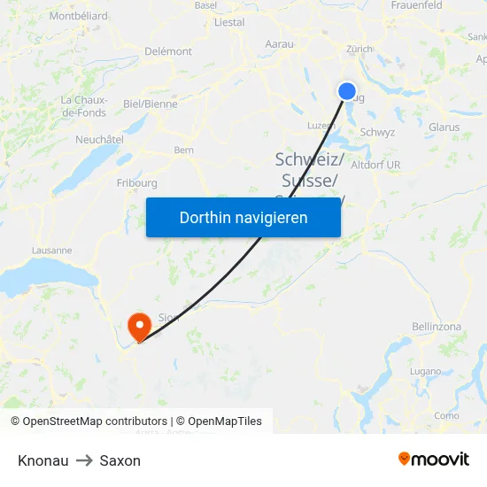 Knonau to Saxon map
