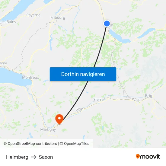 Heimberg to Saxon map