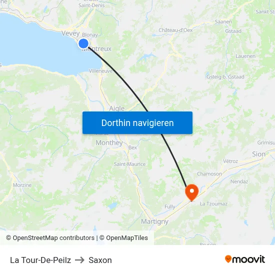 La Tour-De-Peilz to Saxon map