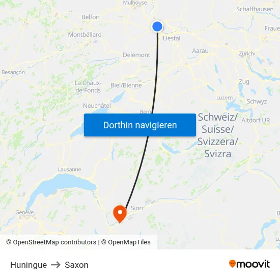 Huningue to Saxon map