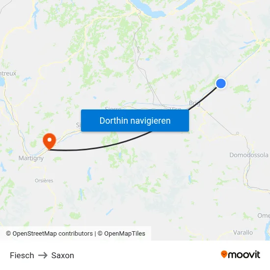 Fiesch to Saxon map