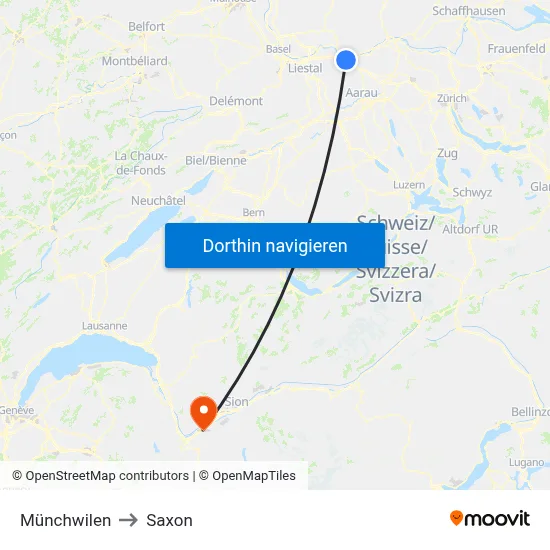 Münchwilen to Saxon map