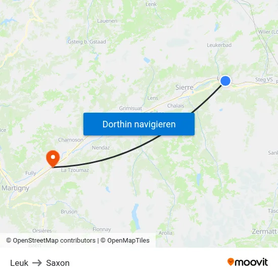 Leuk to Saxon map