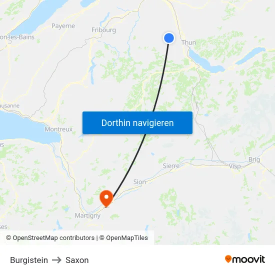 Burgistein to Saxon map