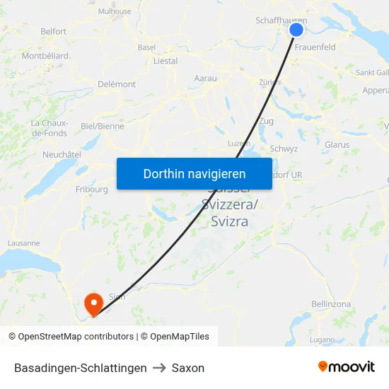 Basadingen-Schlattingen to Saxon map