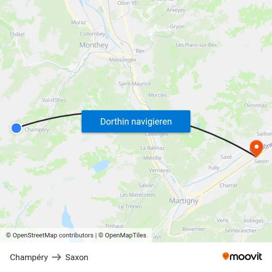 Champéry to Saxon map