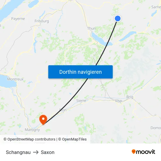 Schangnau to Saxon map
