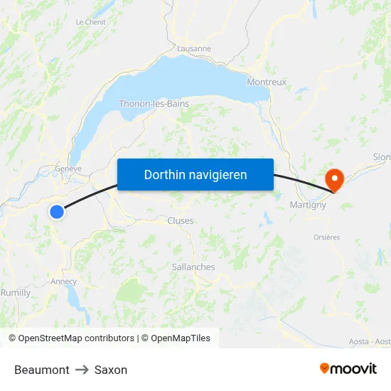 Beaumont to Saxon map