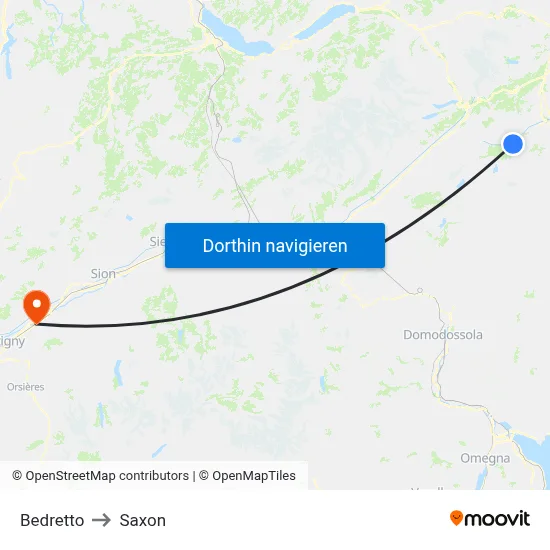 Bedretto to Saxon map
