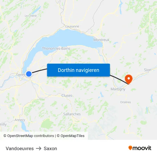 Vandoeuvres to Saxon map