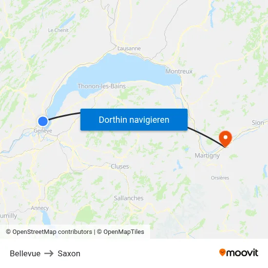 Bellevue to Saxon map