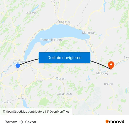 Bernex to Saxon map