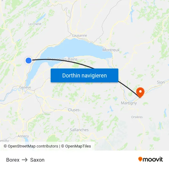 Borex to Saxon map