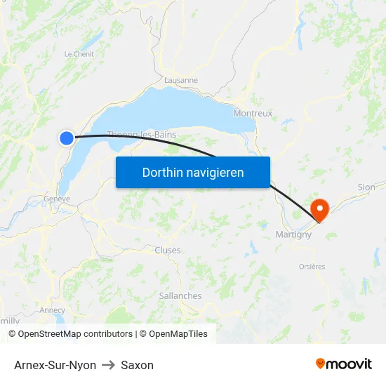 Arnex-Sur-Nyon to Saxon map