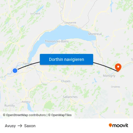 Avusy to Saxon map