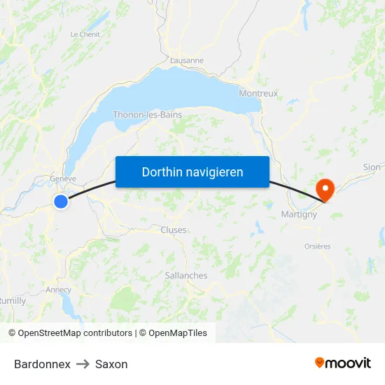 Bardonnex to Saxon map