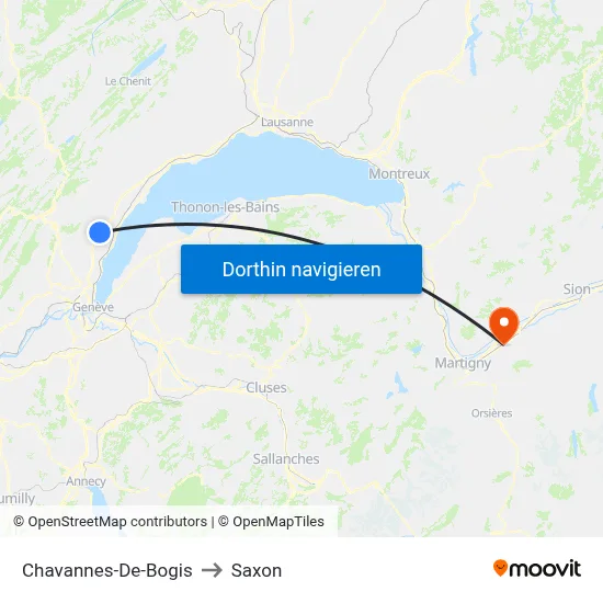 Chavannes-De-Bogis to Saxon map