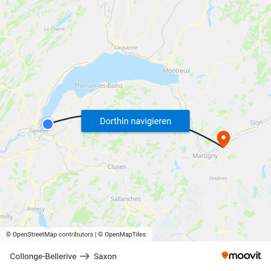 Collonge-Bellerive to Saxon map