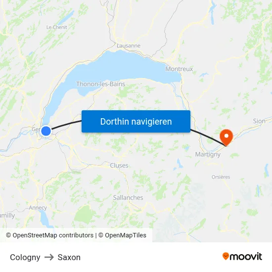 Cologny to Saxon map