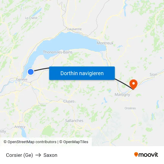 Corsier (Ge) to Saxon map