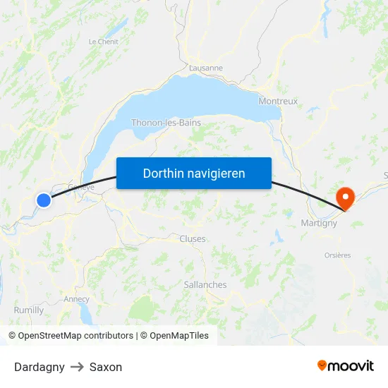 Dardagny to Saxon map