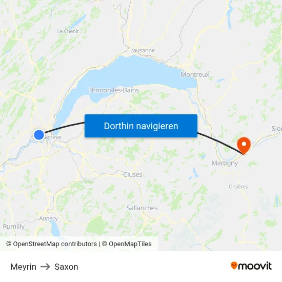 Meyrin to Saxon map