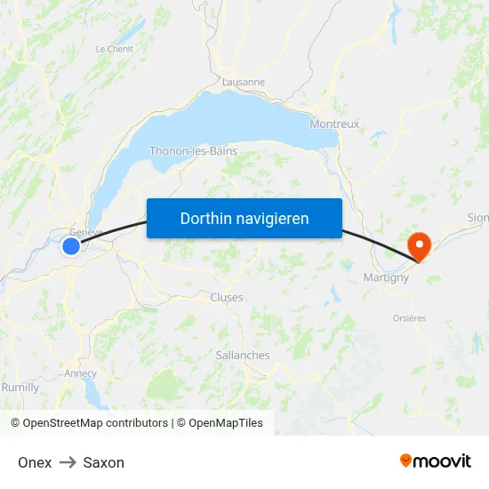 Onex to Saxon map