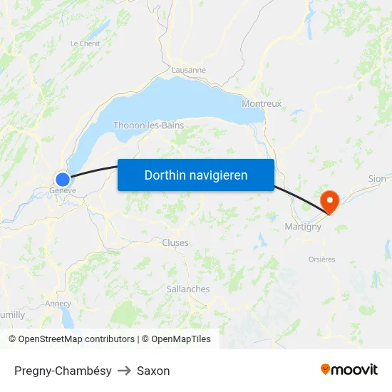 Pregny-Chambésy to Saxon map