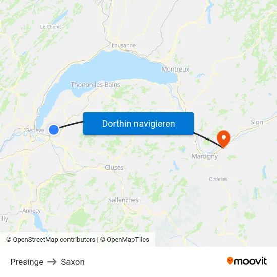 Presinge to Saxon map