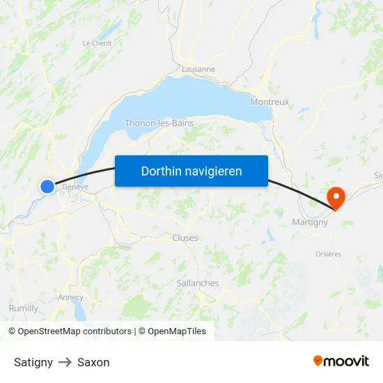 Satigny to Saxon map