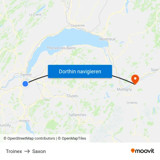 Troinex to Saxon map