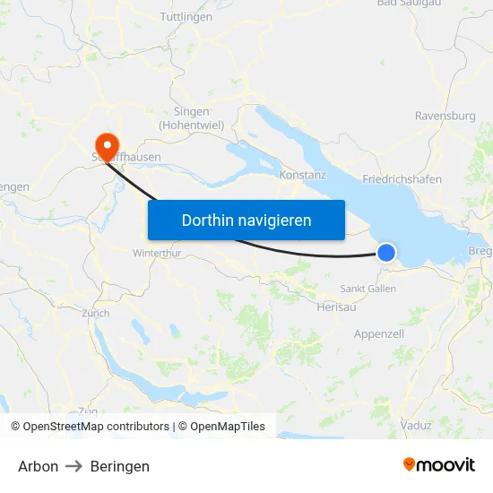 Arbon to Beringen map