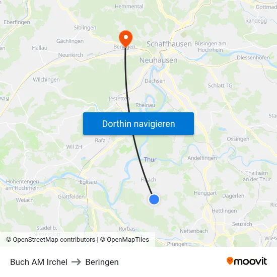 Buch AM Irchel to Beringen map