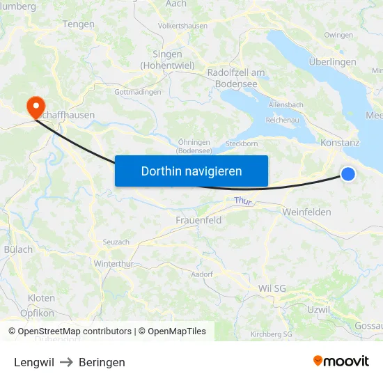 Lengwil to Beringen map