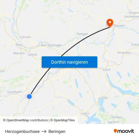 Herzogenbuchsee to Beringen map