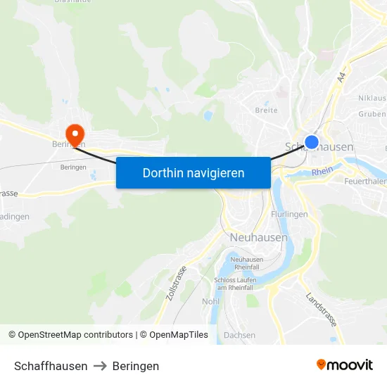 Schaffhausen to Beringen map