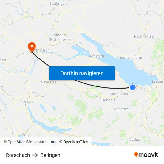 Rorschach to Beringen map