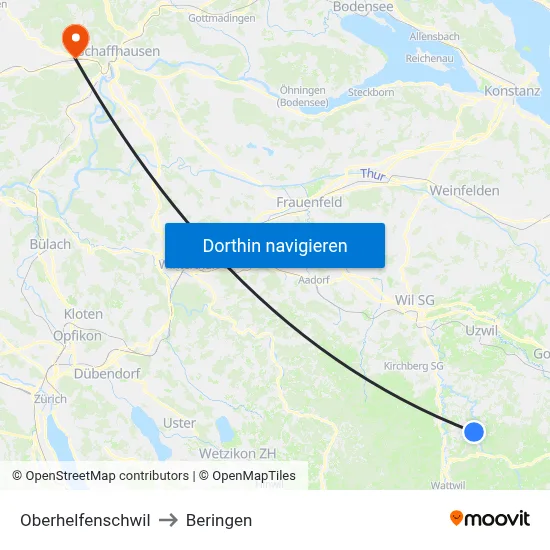 Oberhelfenschwil to Beringen map