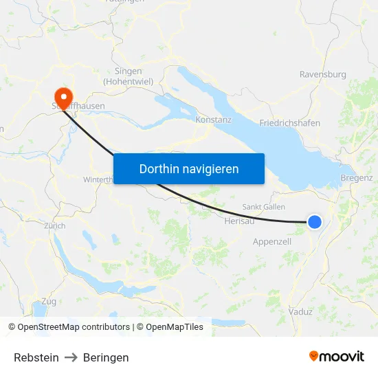 Rebstein to Beringen map
