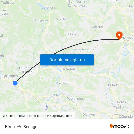 Eiken to Beringen map