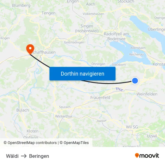 Wäldi to Beringen map